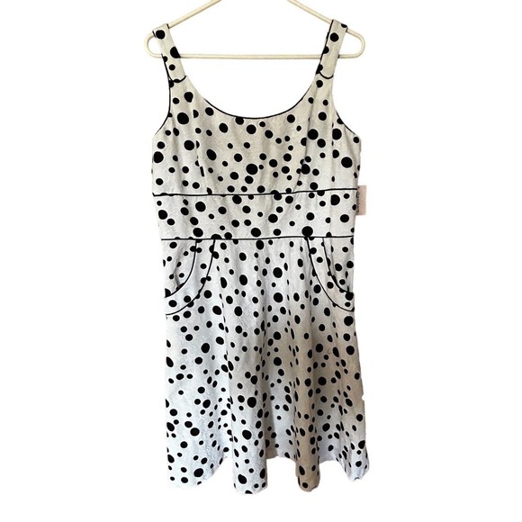 NWT DRESS BARN Women’s Black White Polka Dot Fit & Flare Cottagecore Dress 16 - Picture 1 of 14